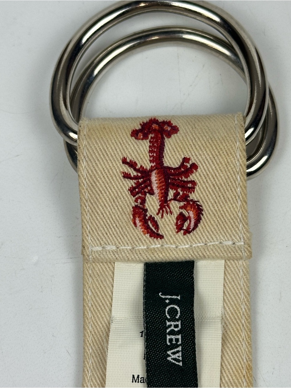 Women’s J. Crew Cream Canvas Belt with Red Embroidered Lobster Motifs - Picture 9 of 11